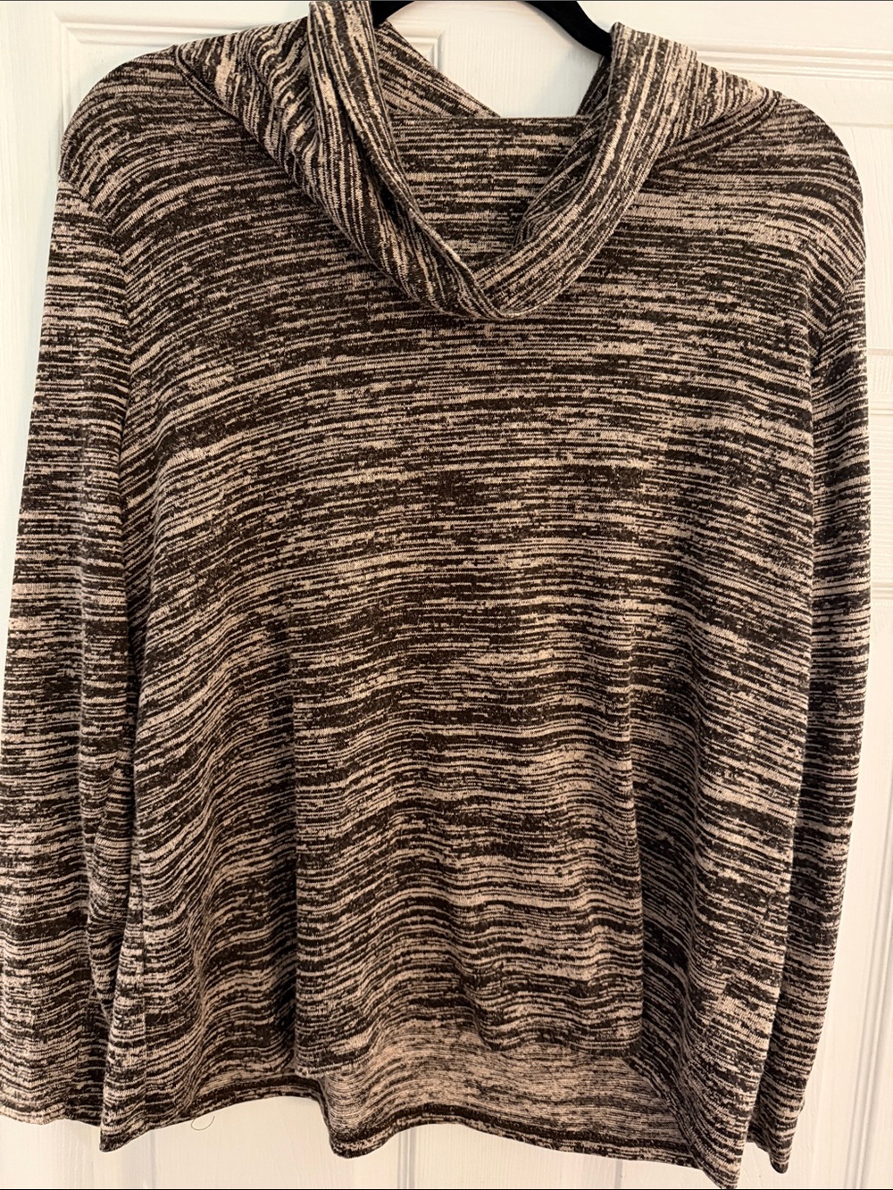 Faded Glory Brown & Cream Cowl Neck Sweater